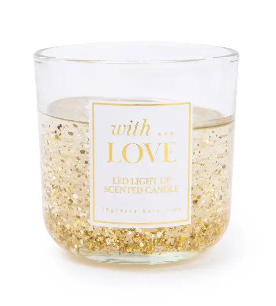 Gold Glitter Light Up Candle