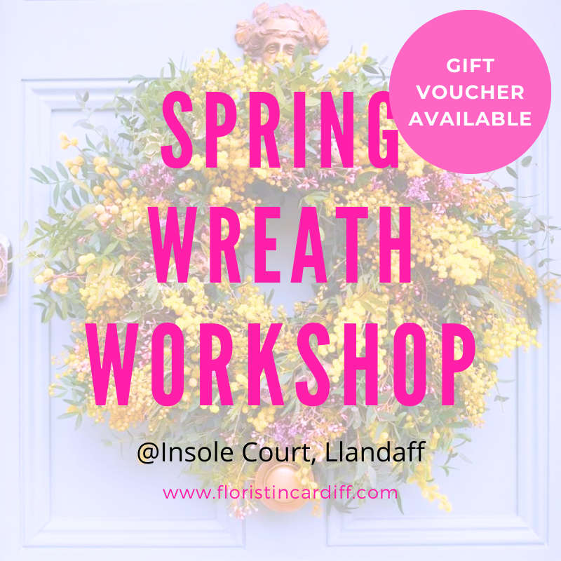 Spring wreath workshop, Cardiff.